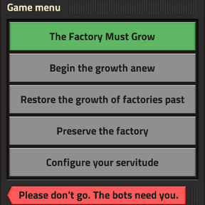 More honest game menus screenshot